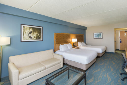 A double guestroom interior at The Lodge at Geneva