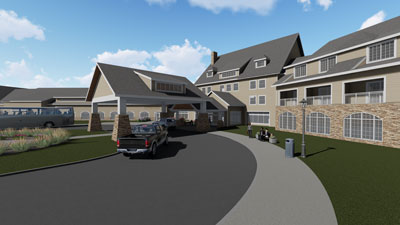 New entrance at The Lodge at Geneva ohio rendering