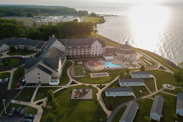 Aerial view of The Lodge at Geneva-on-the-Lake